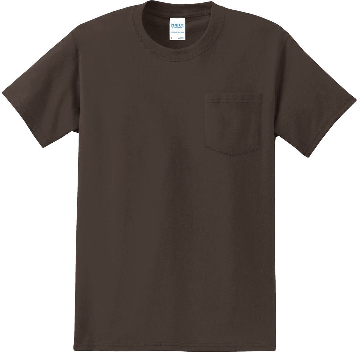 Front View of Brown Port & Co Essential Pocket Tee. PC61P