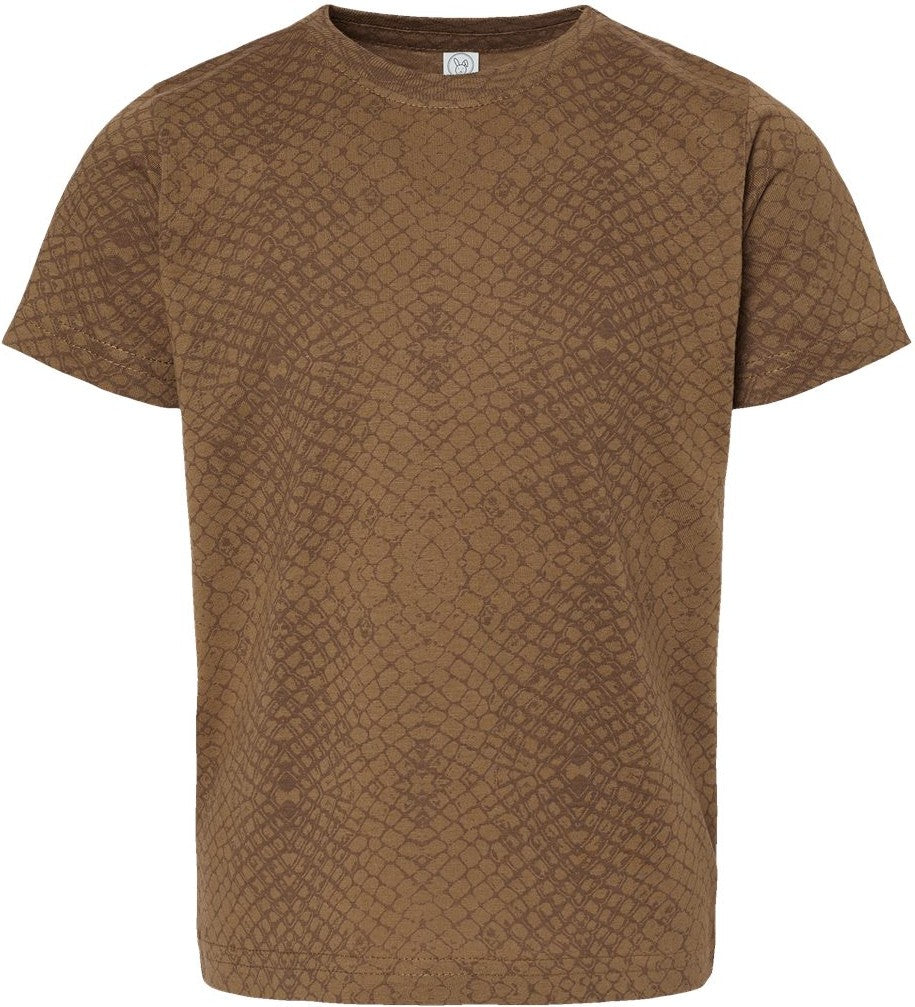 Front View of Brown Reptile Toddler Fine Jersey Tee - 3321