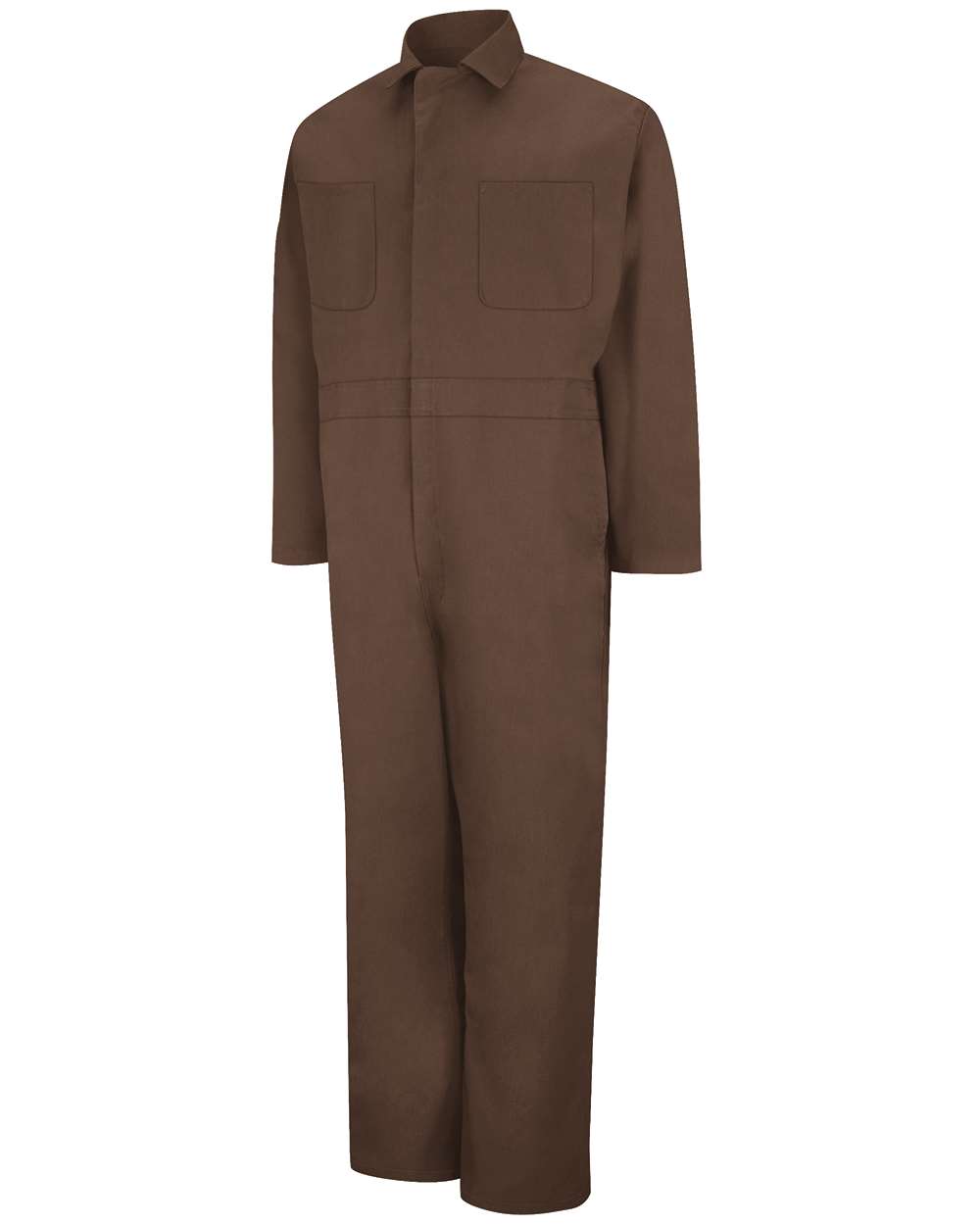 Front View of Brown Twill Action Back Coverall - CT10
