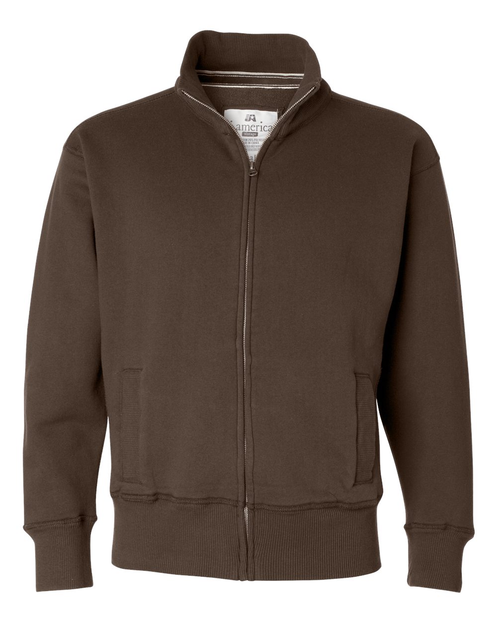 Front View of Brown Vintage Fleece Track Jacket - 8984