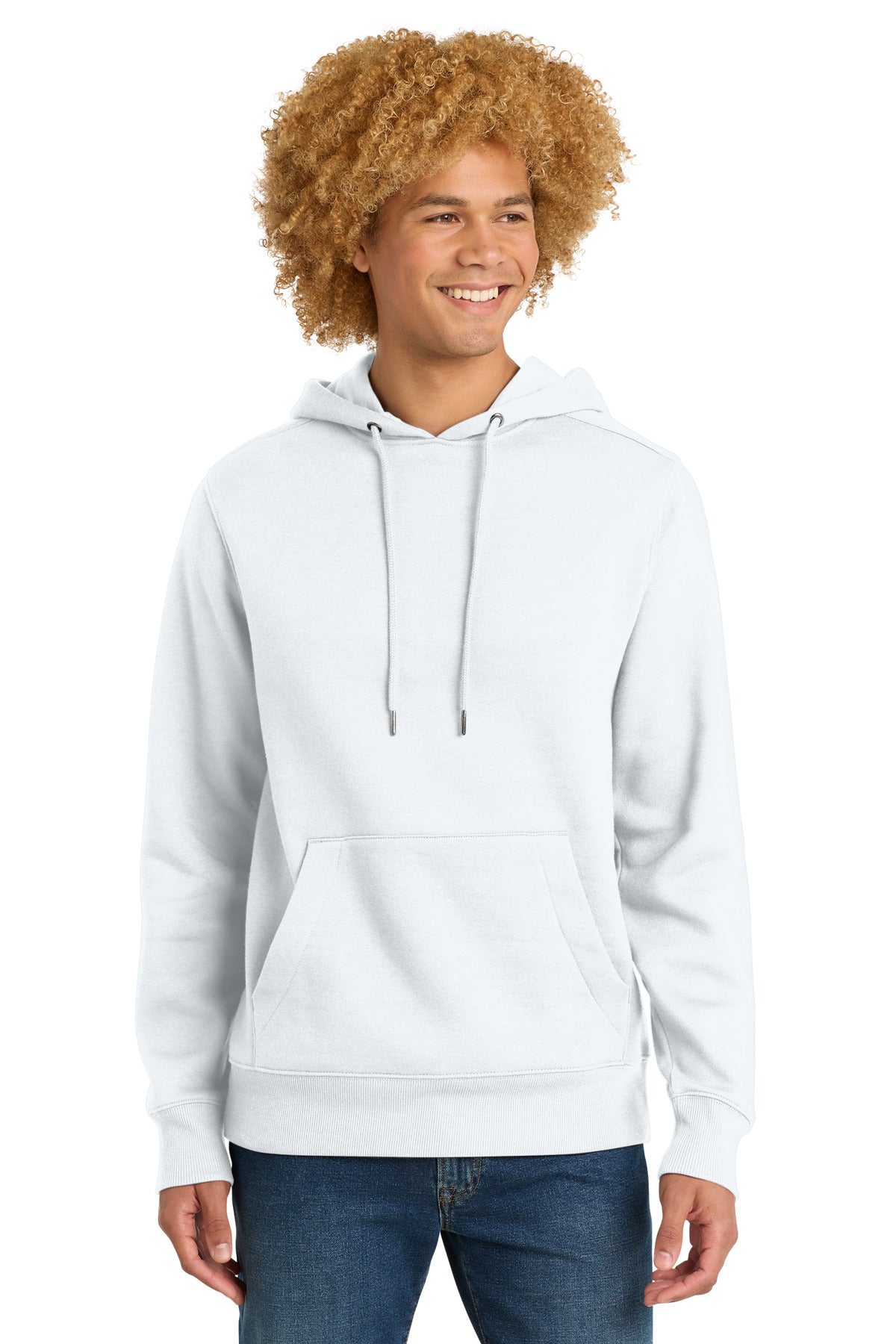 Front View of BrtWhite District Perfect Weight Fleece Hoodie DT1101