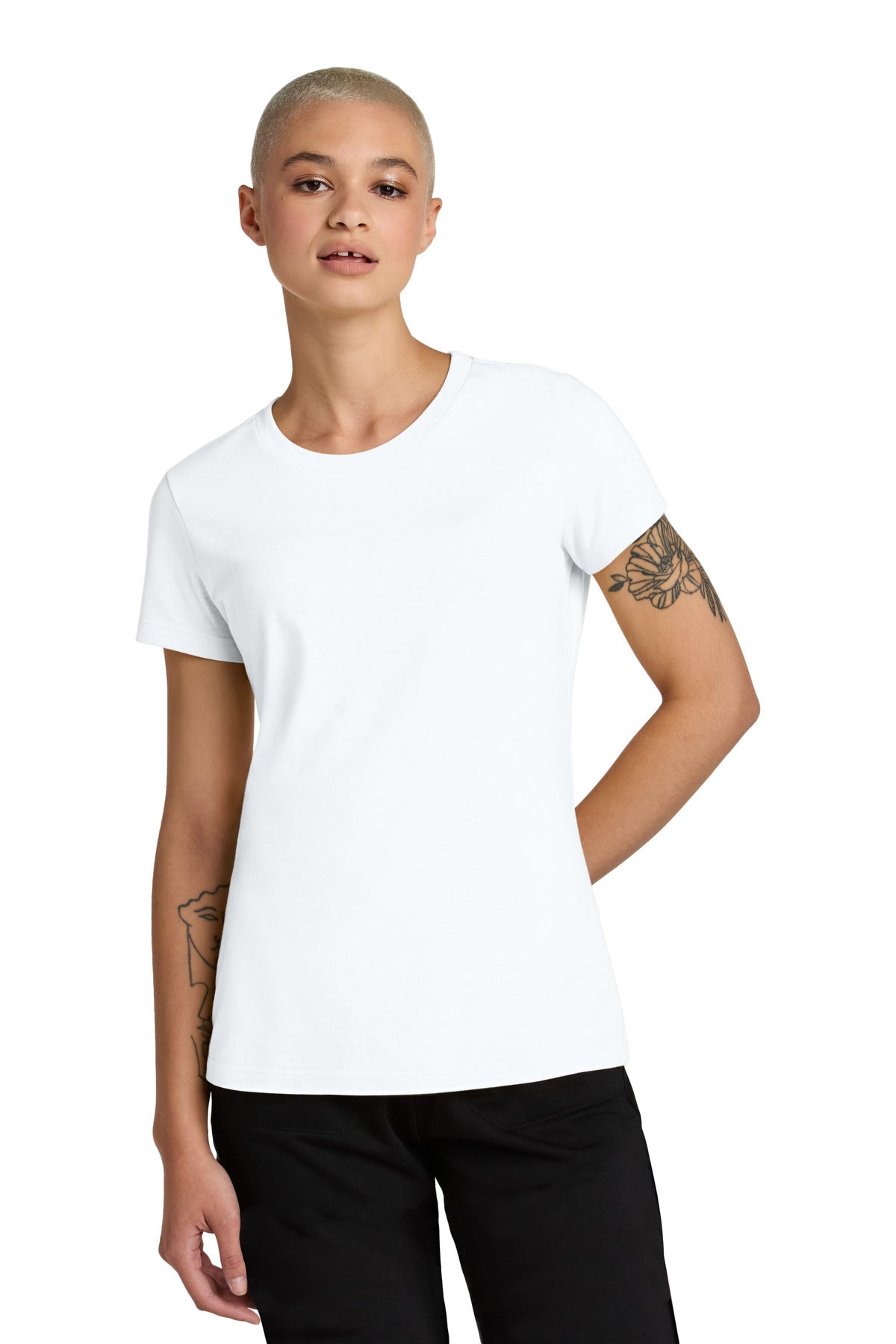 Front View of BrtWhite District Women's Perfect Weight CVC Tee DT188