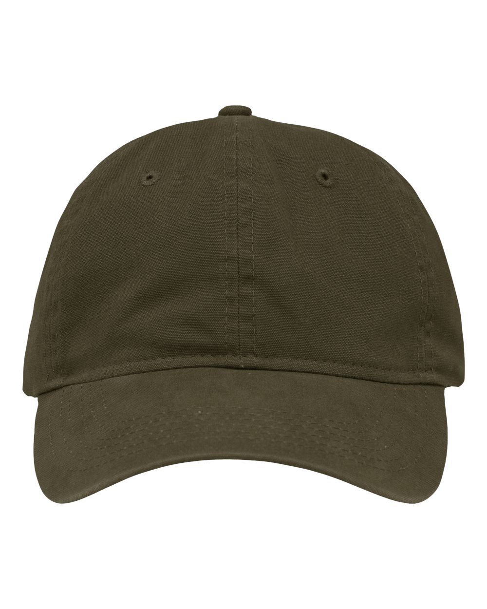 Front View of Brushed Dark Olive Green Dad Hat Fit - SP1700