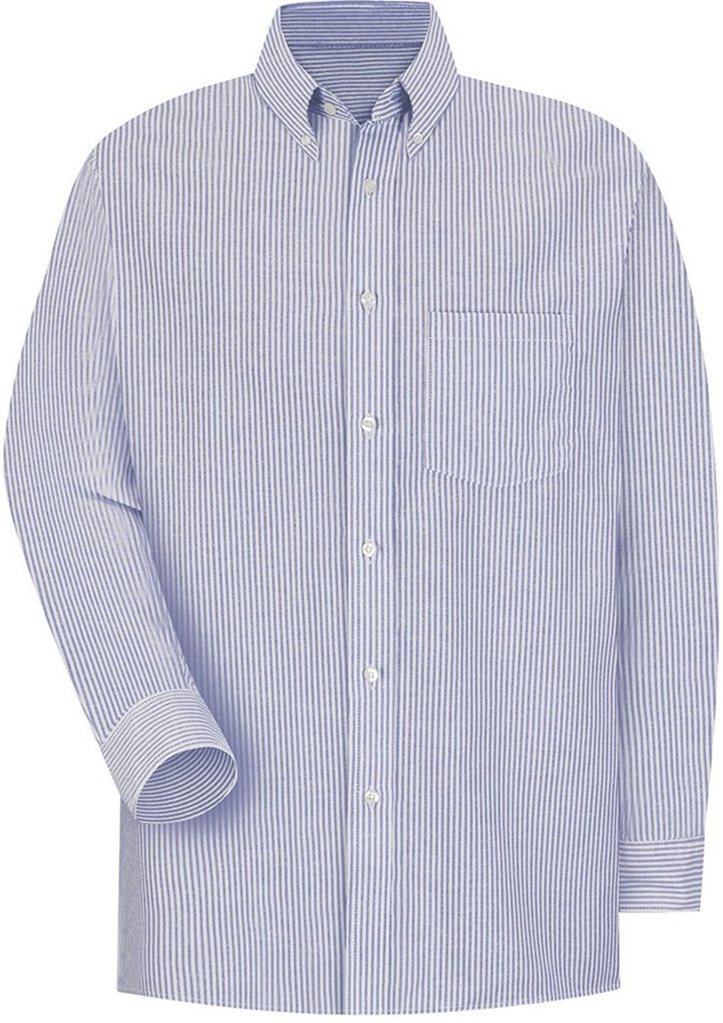 Front View of BS-Blue/ White Stripe 36 Executive Oxford Dress Shirt - SR70