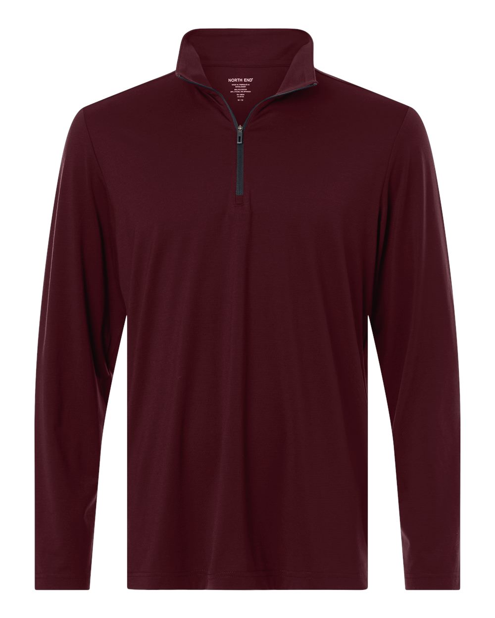 Front View of Burgundy/ Carbon Men's JAQ Stretch Performance Quarter-Zip - NE405 plain