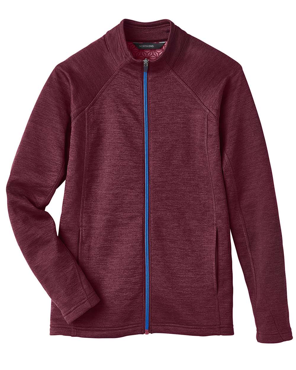 Front View of Burgundy Heather/ Olympic Blue Women's Flux 2.0 Full-Zip Jacket - NE712W