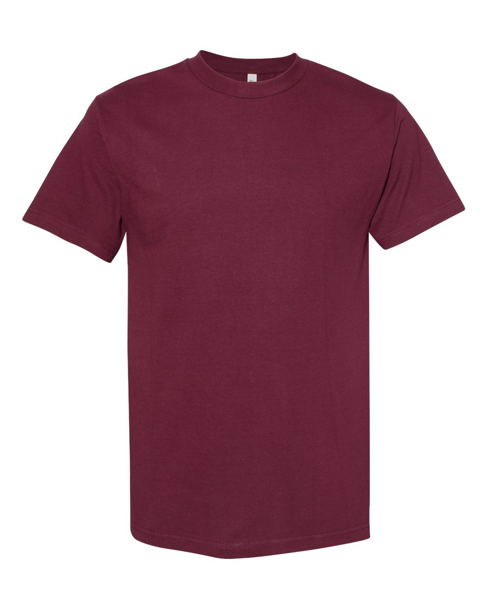Front View of Burgundy Heavyweight Cotton Tee - 1301