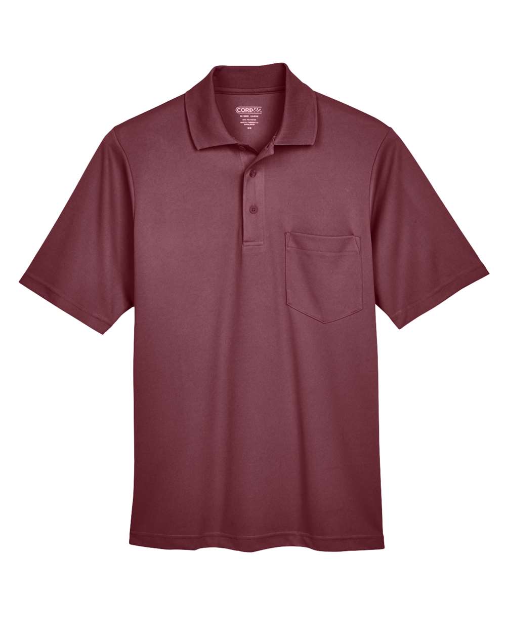 Front View of Burgundy Men's Origin Performance Piqué Polo with Pocket - 88181P