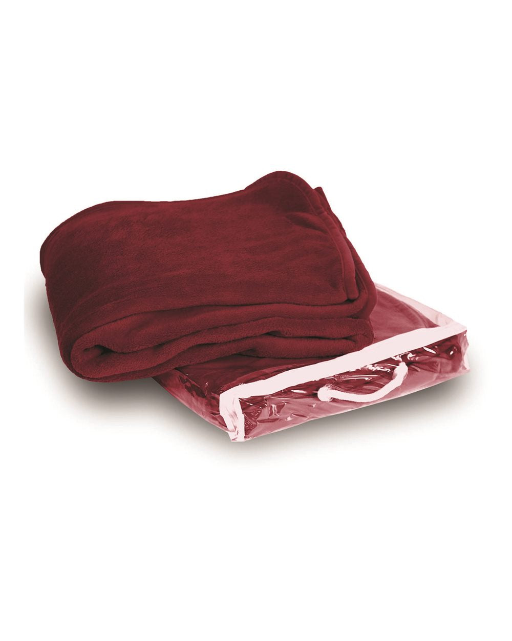 Front View of Burgundy Micro Coral Fleece Blanket - 8707
