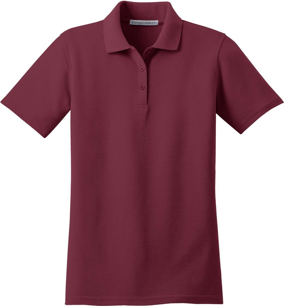 Front View of Burgundy Port Authority Women's Stain-Resistant Polo. L510