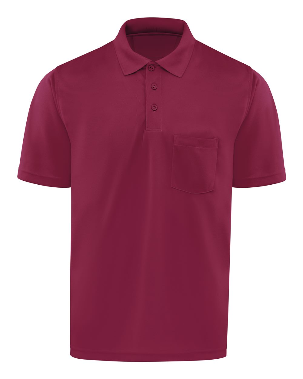 Front View of Burgundy Short Sleeve Performance Knit Pocket Polo - SK98
