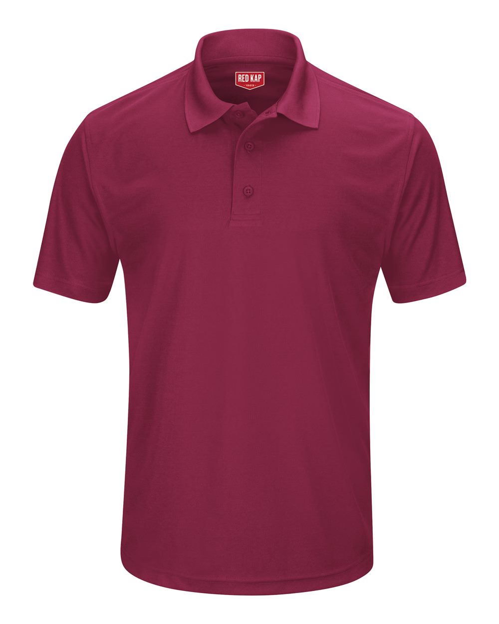 Front View of Burgundy Short Sleeve Performance Knit Pocketless Core Polo - SK96