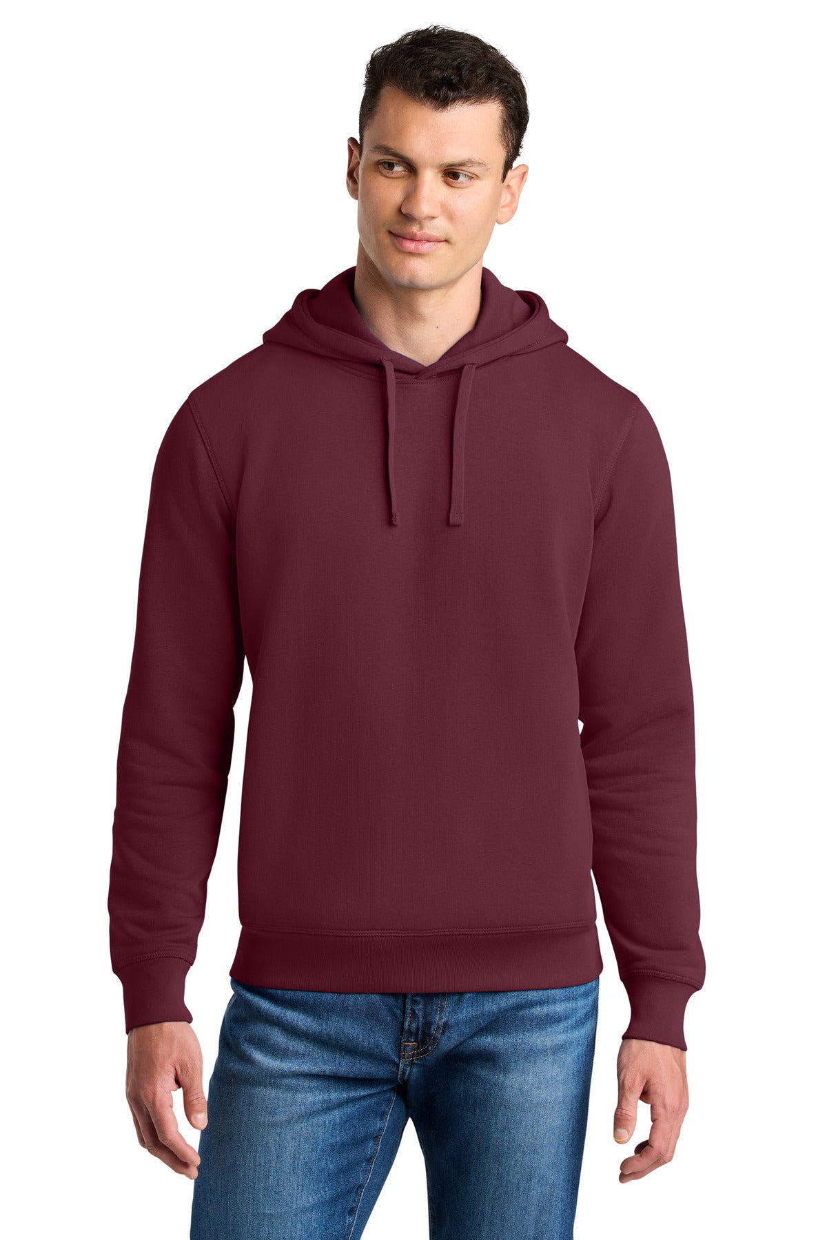 Front View of Burgundy Stanley/Stella Unisex Sounder Hooded Sweatshirt SXU012