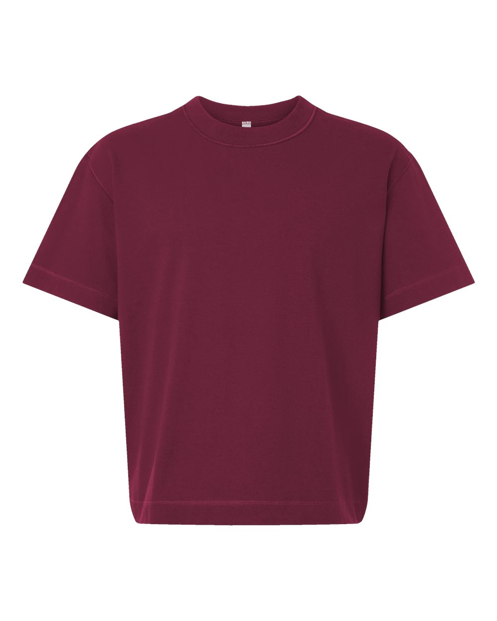 Front View of Burgundy Unisex Heavyweight Cotton Mid-Length Tee - 13ML0