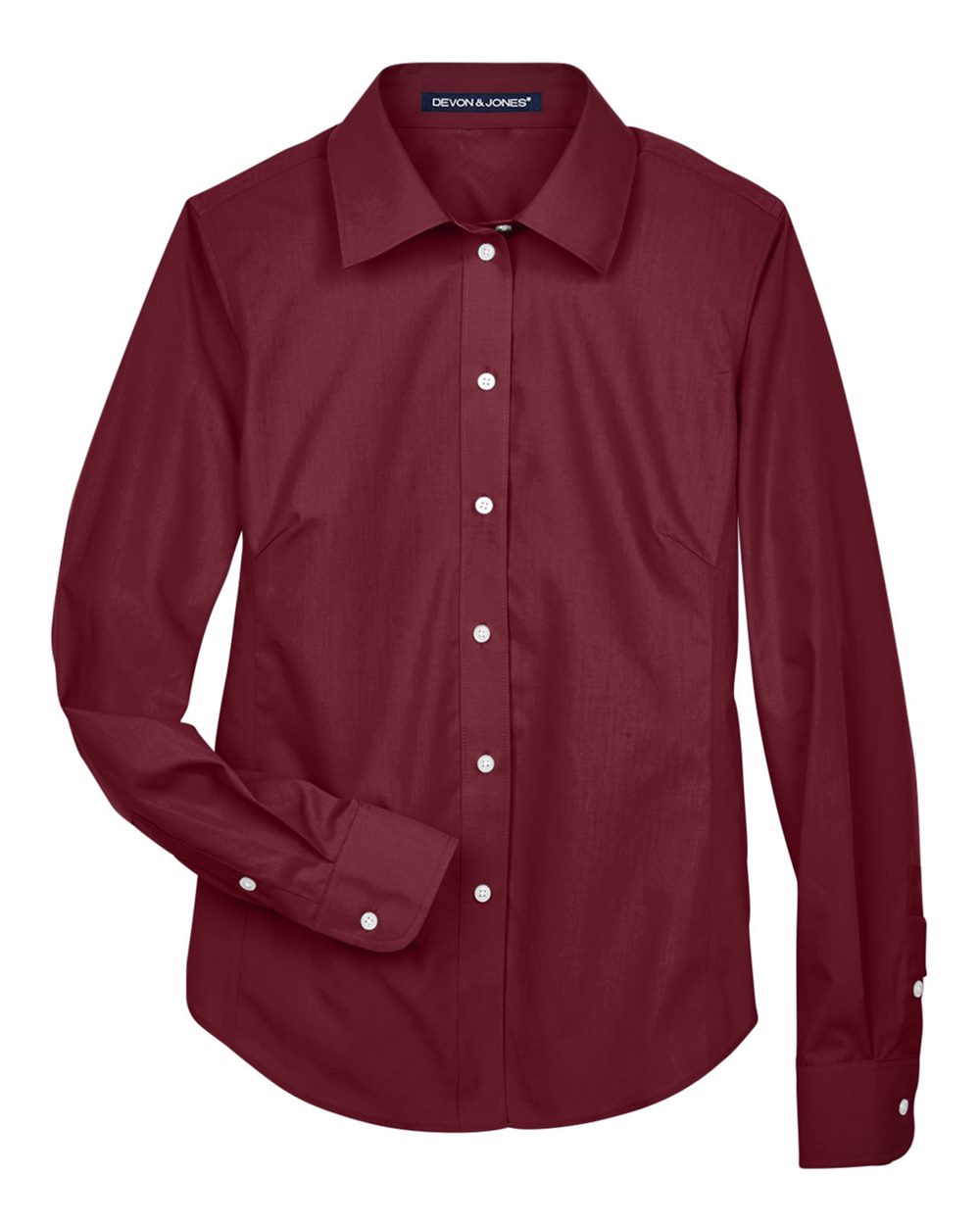 Front View of Burgundy Women&#39;s Crown Collection® Broadcloth Woven Dress Shirt - D620W