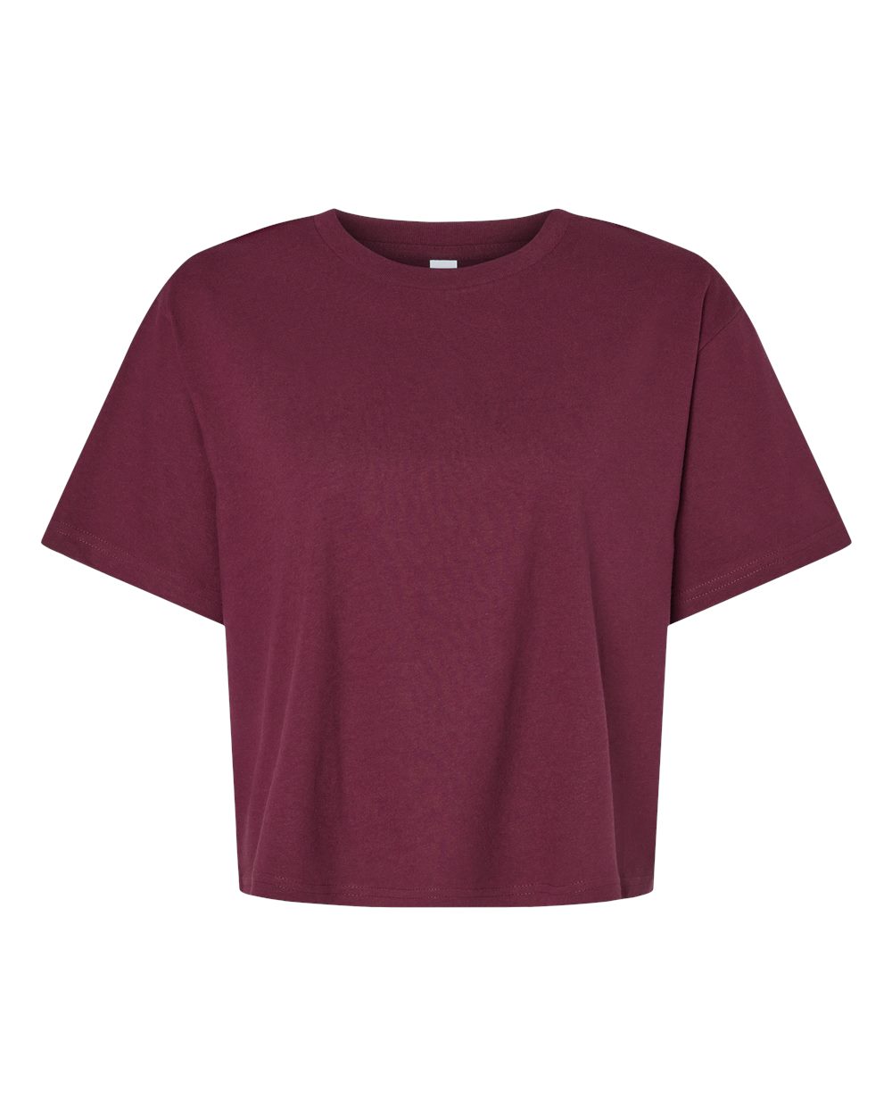 Front View of Burgundy Women&#39;s Fine Jersey Boxy Tee - 102