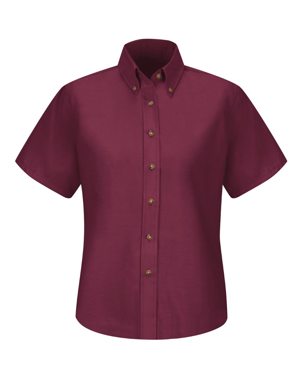 Front View of Burgundy Women's Poplin Dress Shirt - SP81