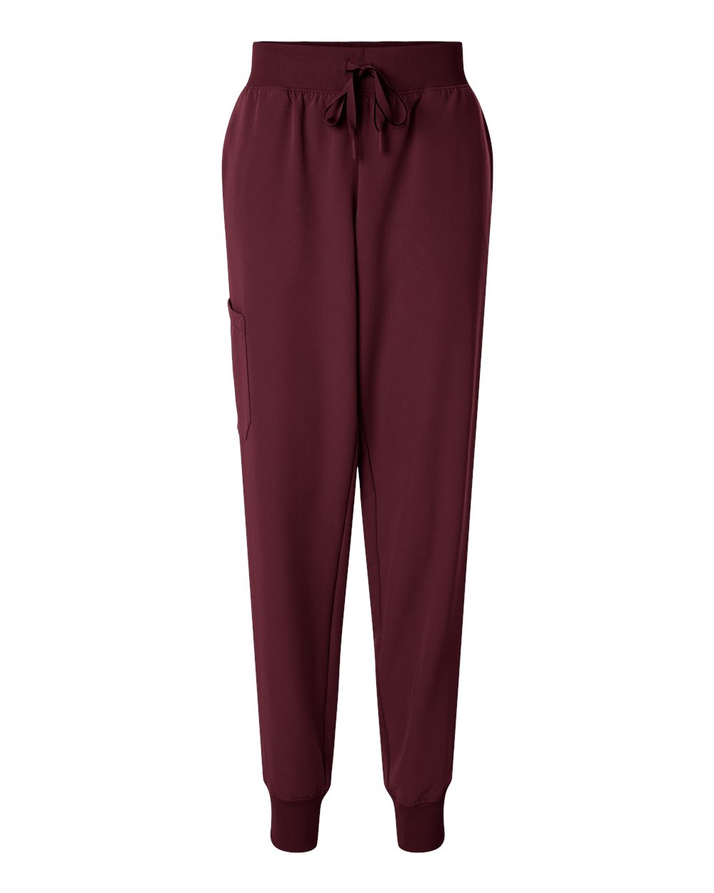 Front View of Burgundy Women's Silex Knit-Waist Scrub Joggers - Petite Sizes - W20003P