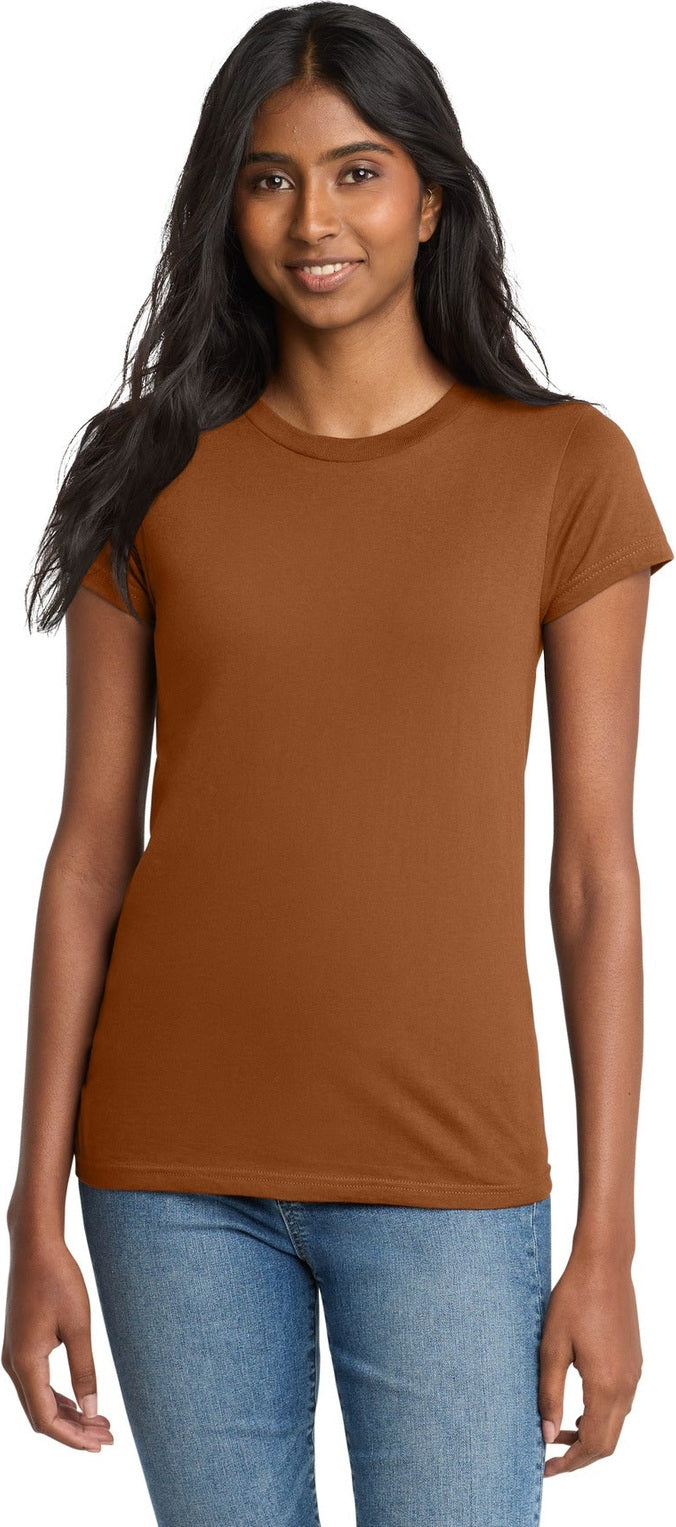 Front View of Burnt Orange District Women's Fitted The Concert Tee DT5001