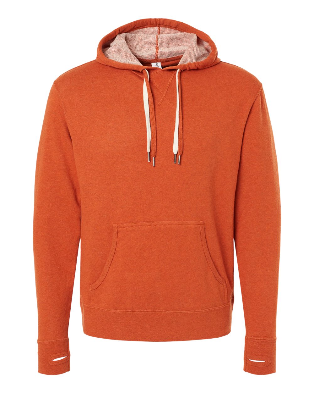 Front View of Burnt Orange Heather Midweight French Terry Hooded Sweatshirt - PRM90HT