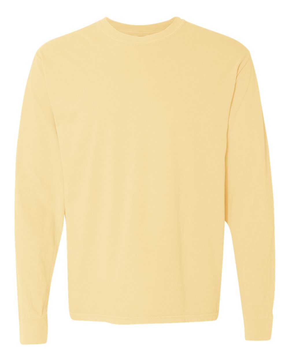 Front View of Butter Garment-Dyed Heavyweight Long Sleeve T-Shirt - 6014