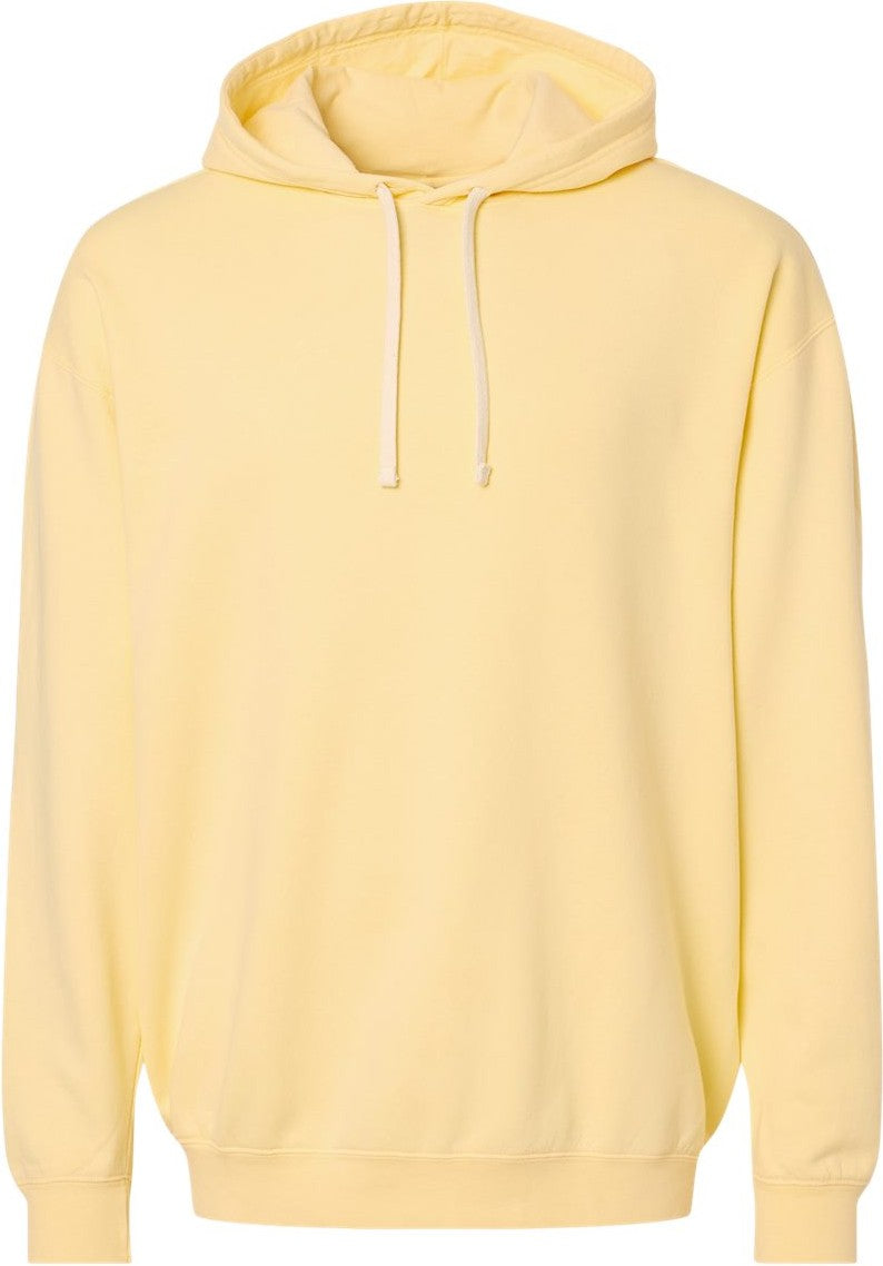 Front View of Butter Garment-Dyed Lightweight Fleece Hooded Sweatshirt - 1467