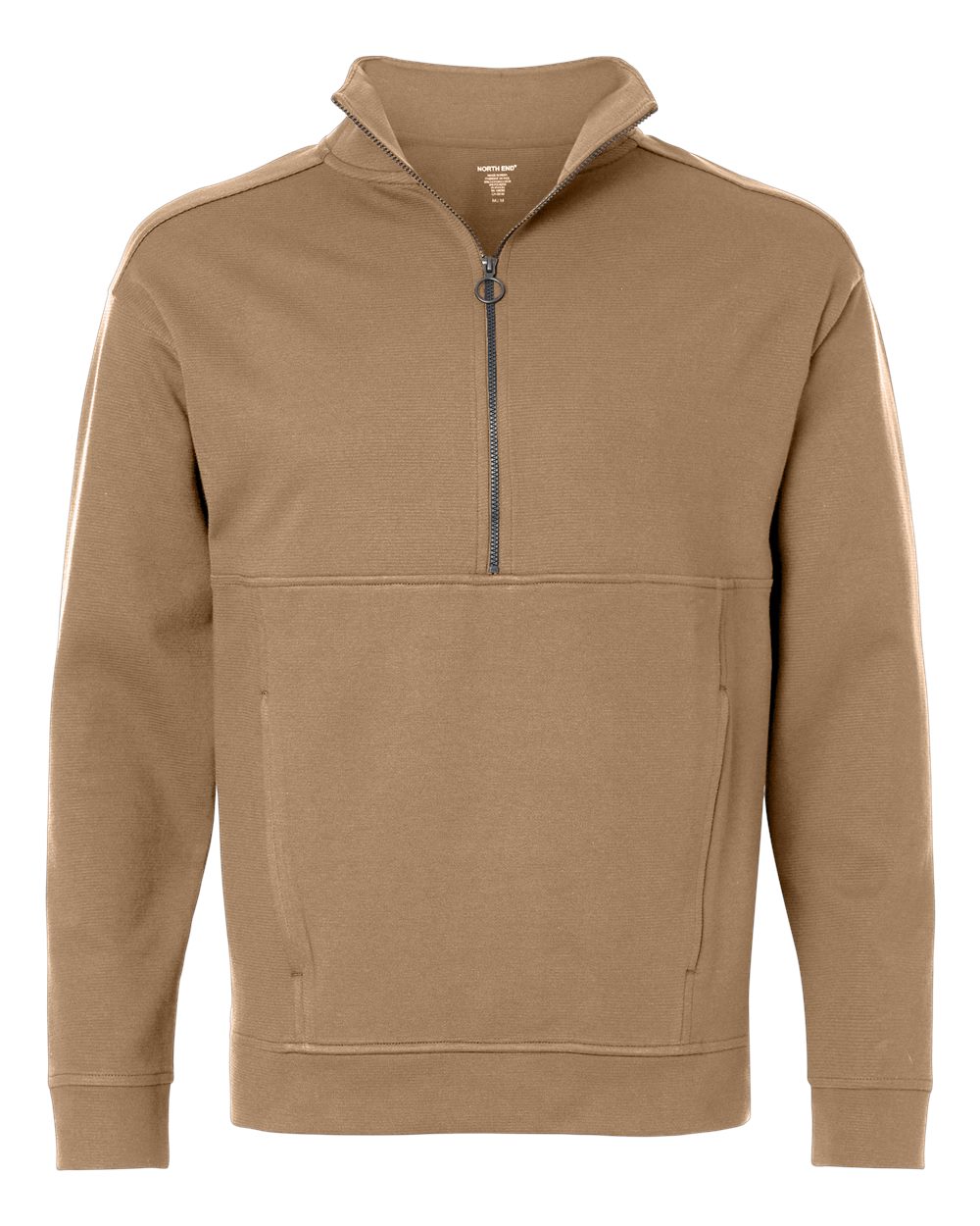 Front View of Cafe Men's Mantra Half-Zip Ottoman Pullover - NE220 plain