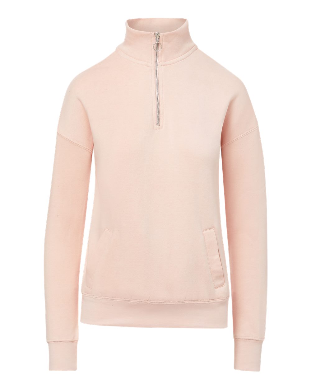 Front View of Cameo Pink Women's Cloud Fleece Quarter-Zip Sweatshirt - W20189