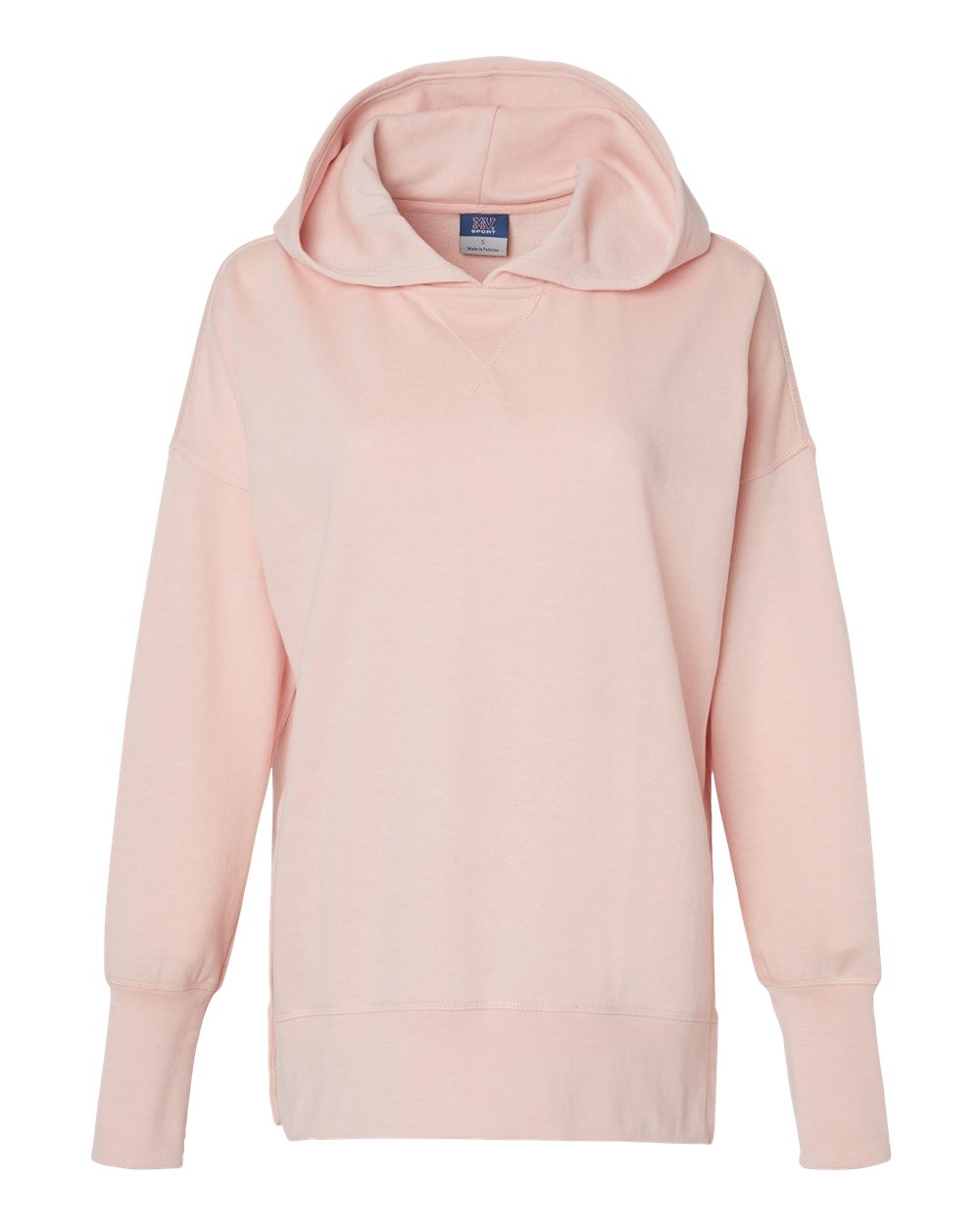 Front View of Cameo Pink Women's French Terry Hooded Sweatshirt - W23720