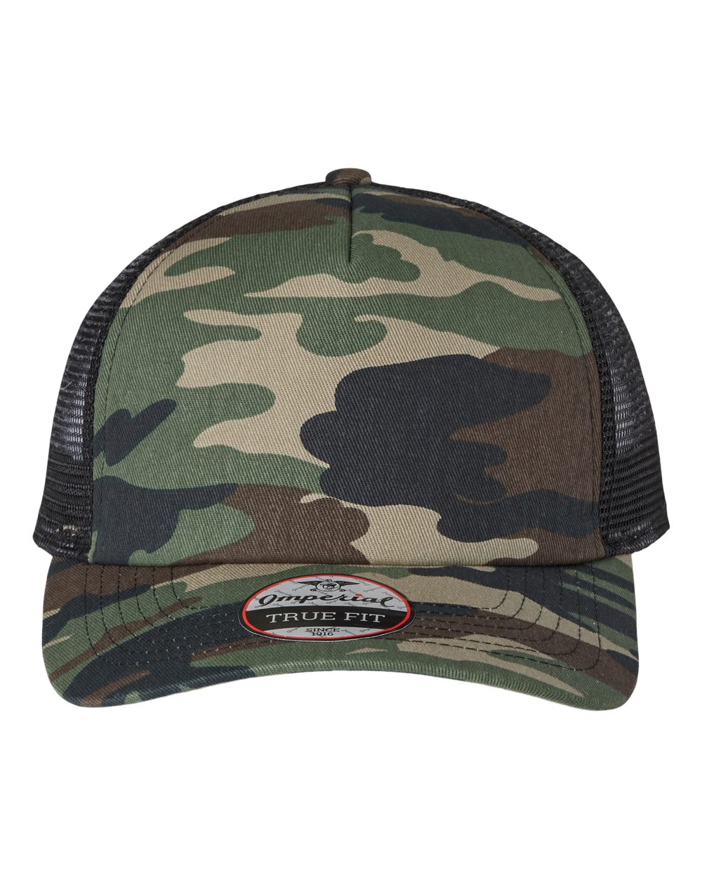 Front View of Camo/ Black North Country Trucker Cap - 1287