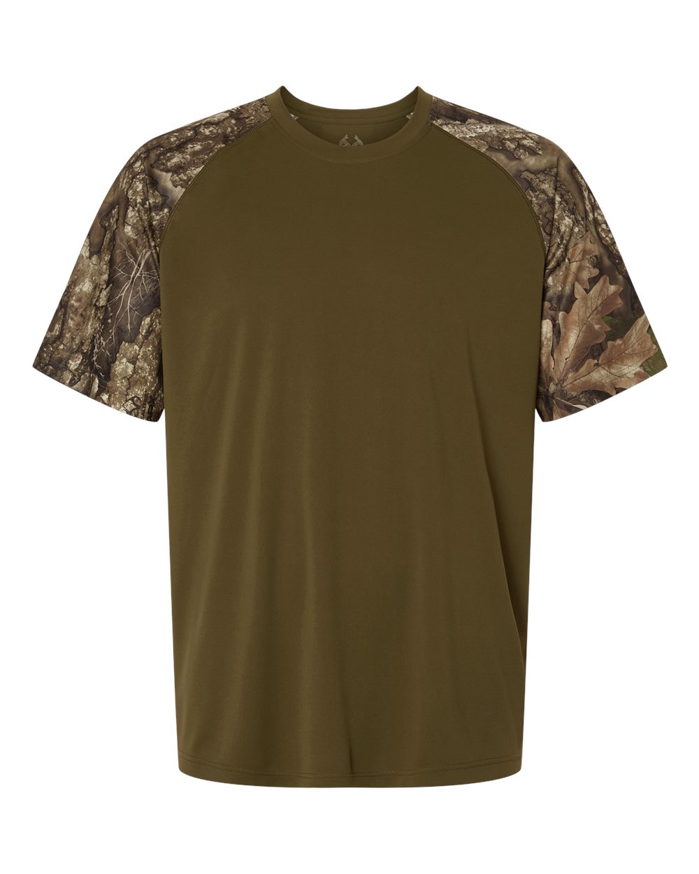 Front View of Camo/ Green Unisex Realtree® Performance Colorblock T-Shirt - RT2103 plain