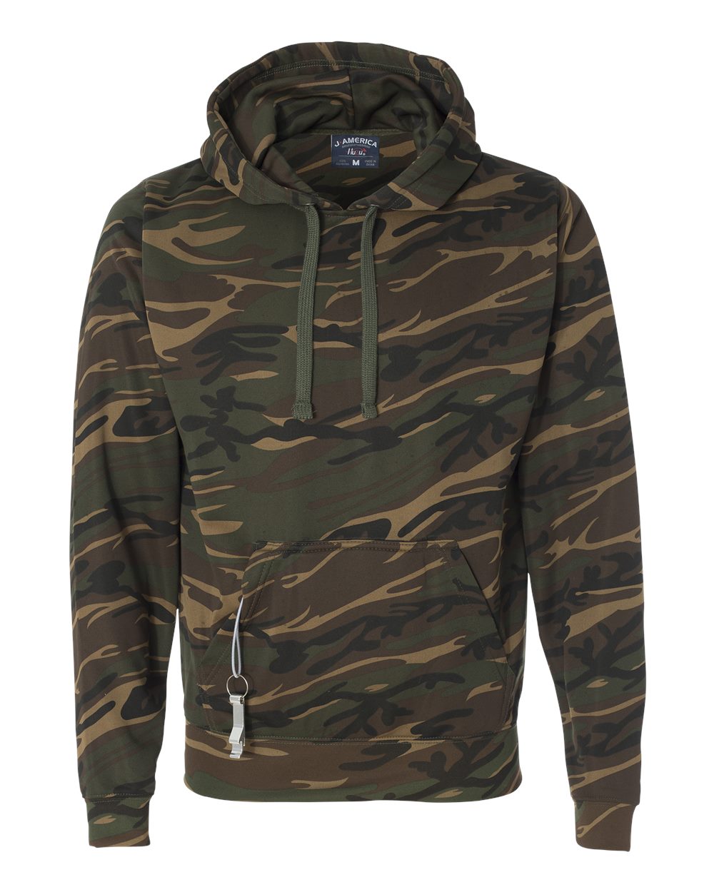 Front View of Camo Polyester Tailgate Hooded Sweatshirt - 8615