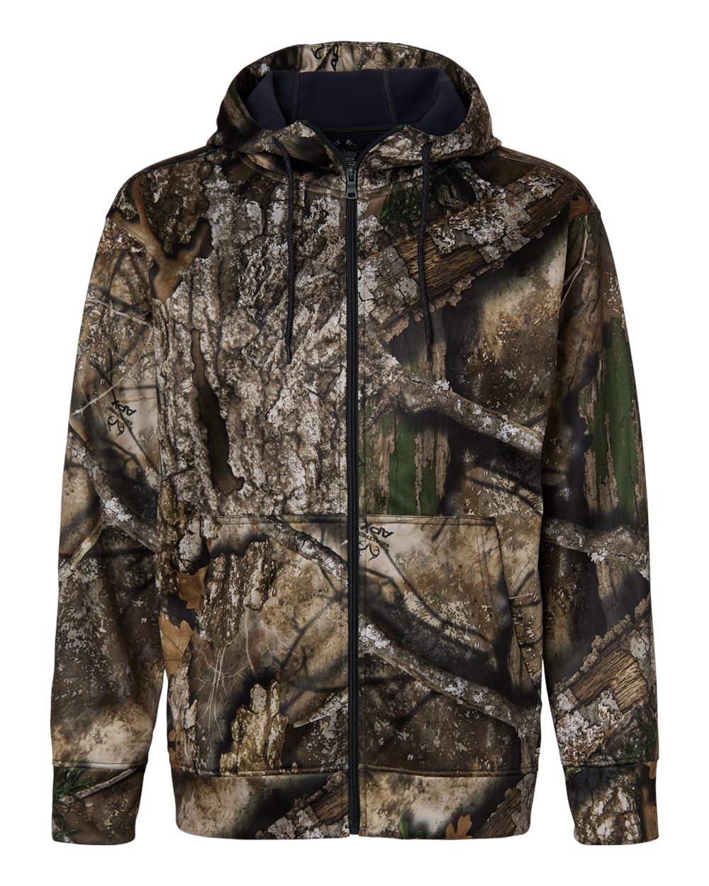 Front View of Camo Unisex Realtree® Performance Full-Zip Hooded Sweatshirt - RT5201 plain