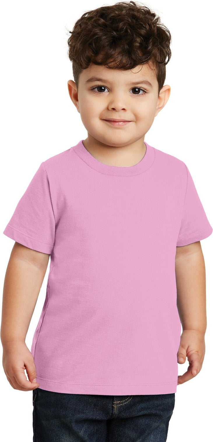 Front View of Candy Pink Port & Co Toddler Fan Favorite Tee. PC450TD