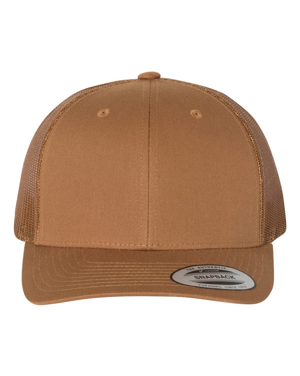 Front View of Caramel Retro Trucker Cap - 6606