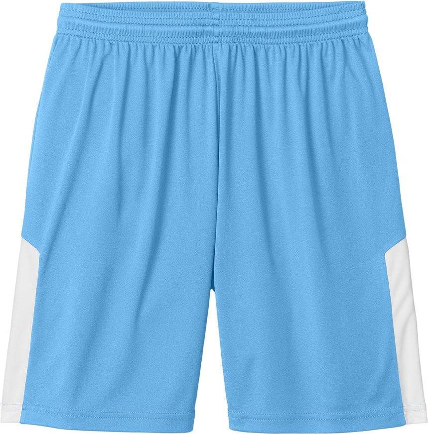 Front View of CarBl/Wht Sport-Tek Competitor United 7" Short ST103