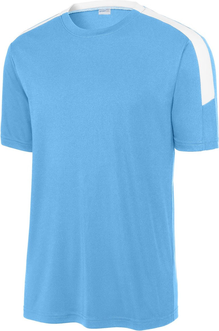 Front View of CarBl/Wht Sport-Tek Competitor United Crew ST100