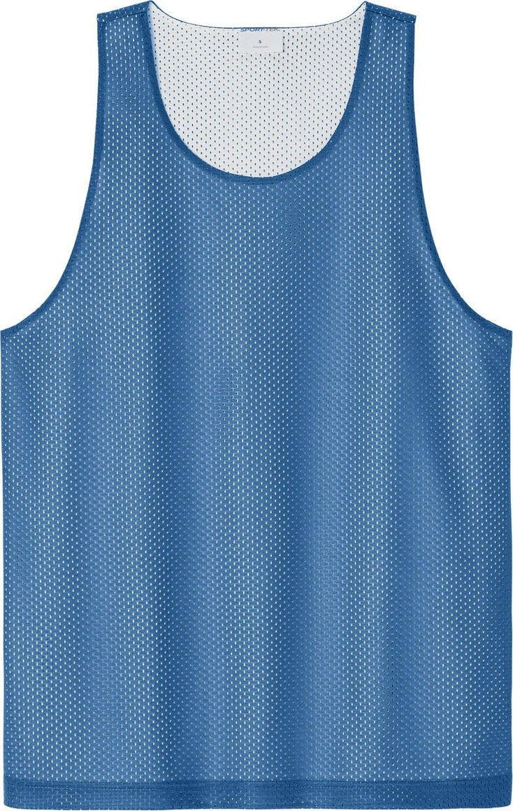 Front View of CarBl/Wht Sport-Tek PosiCharge Reversible Mesh Tank ST5000