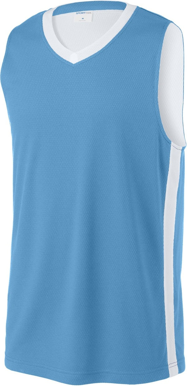 Front View of CarBl/Wht Sport-Tek Rival Basketball Rev Jersey ST900