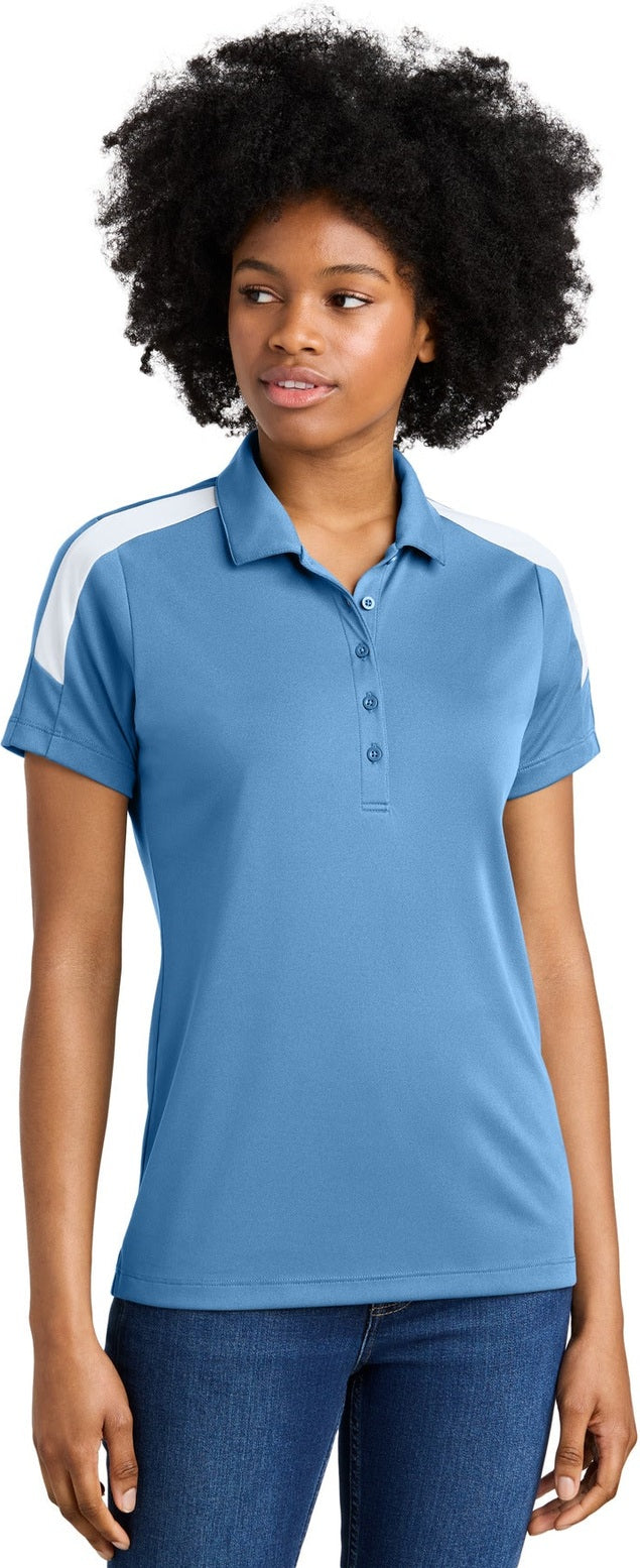 Front View of CarBl/Wht Sport-Tek Women's Competitor United Polo LST104