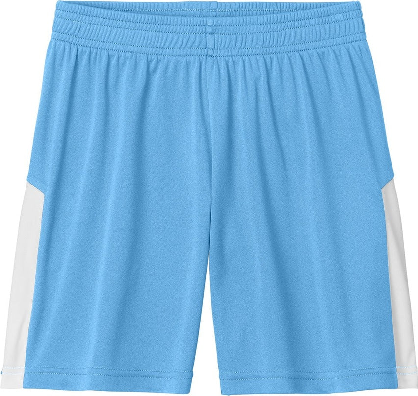 Front View of CarBl/Wht Sport-Tek Youth Competitor United 5" Short YST103