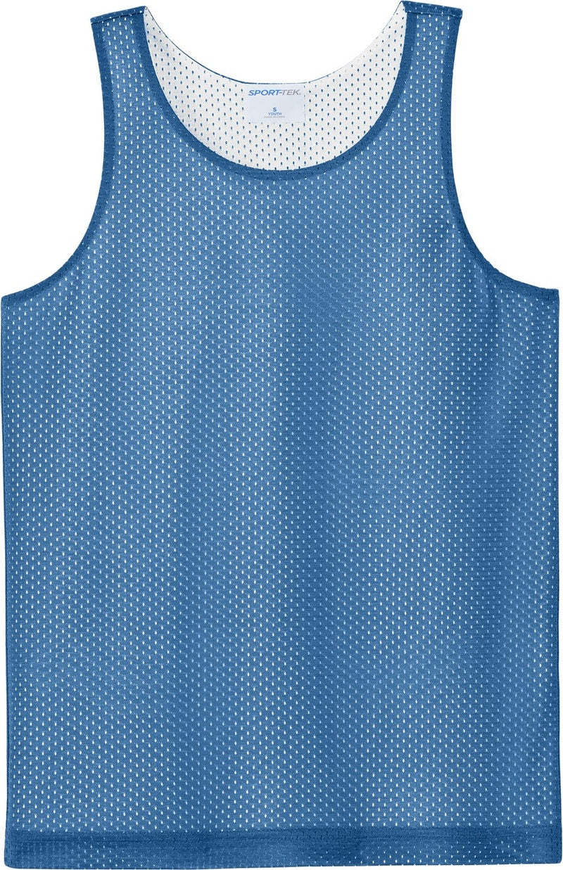 Front View of CarBl/Wht Sport-Tek Youth PosiCharge Reversible Mesh Tank YST5000