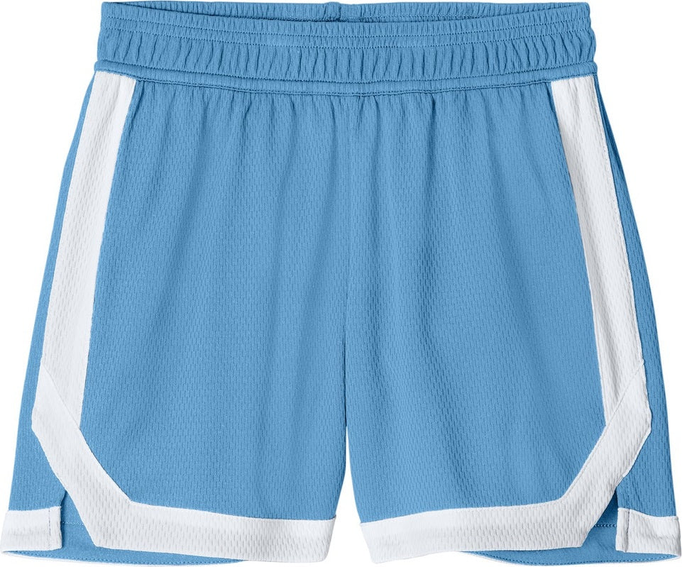 Front View of CarBl/Wht Sport-Tek Youth Rival Basketball 5" Short YST901