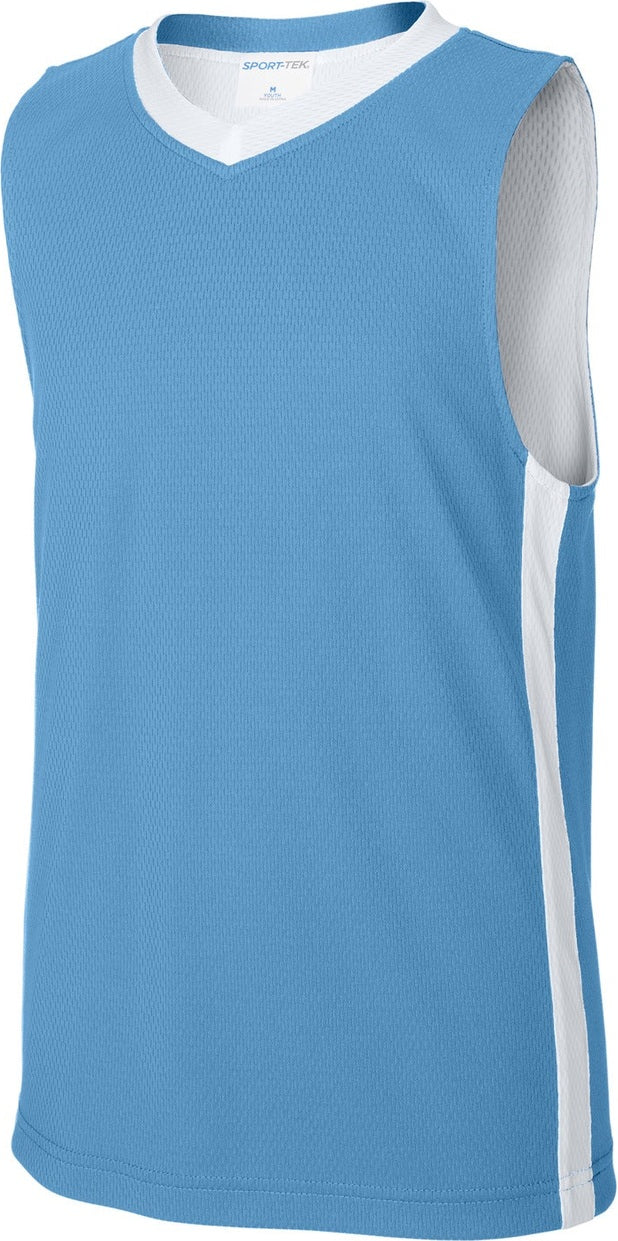 Front View of CarBl/Wht Sport-Tek Youth Rival Basketball Rev Jersey YST900