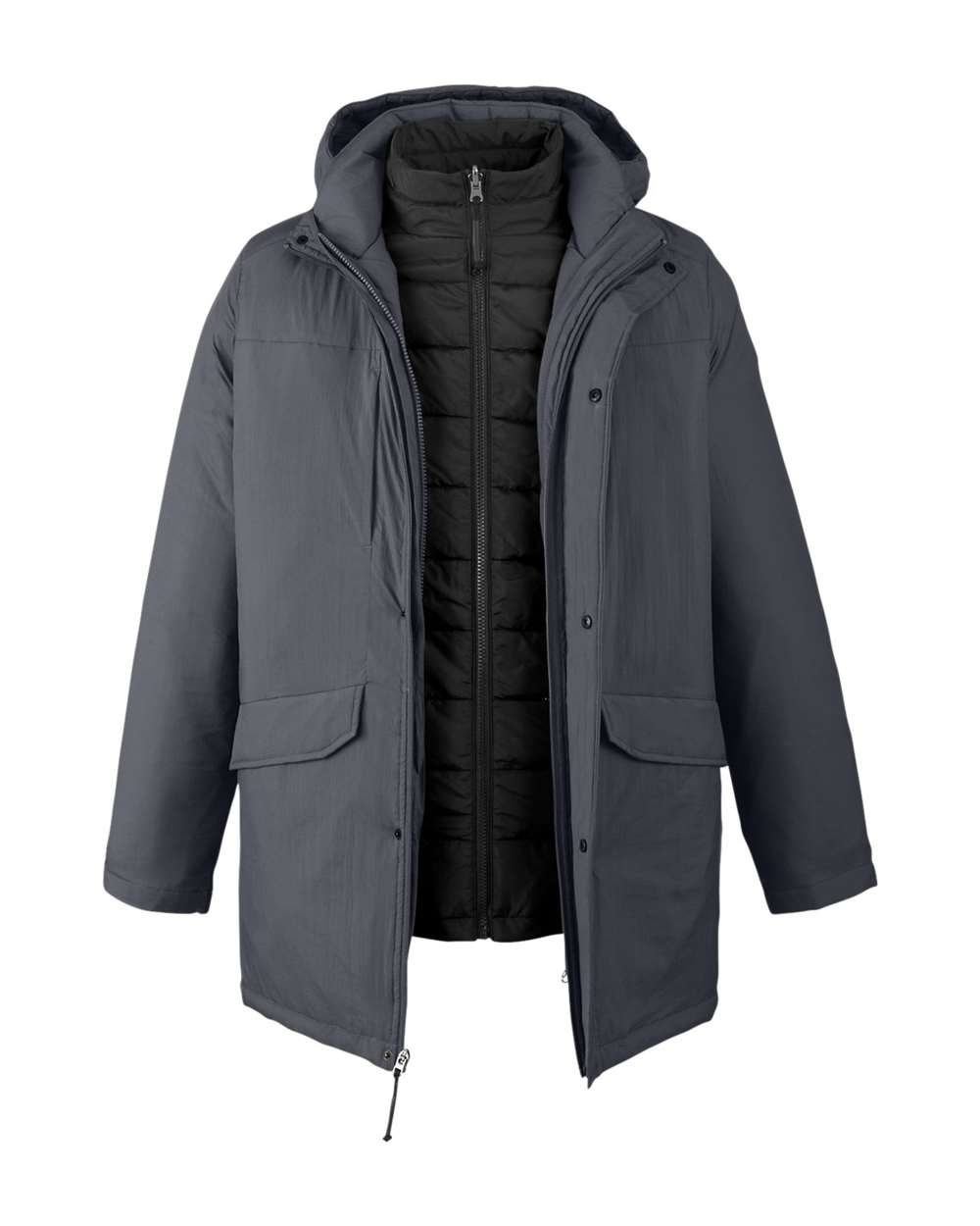 Front View of Carbon/ Black Men's Inspire 3-in-1 Jacket with Insulated Liner - CE725
