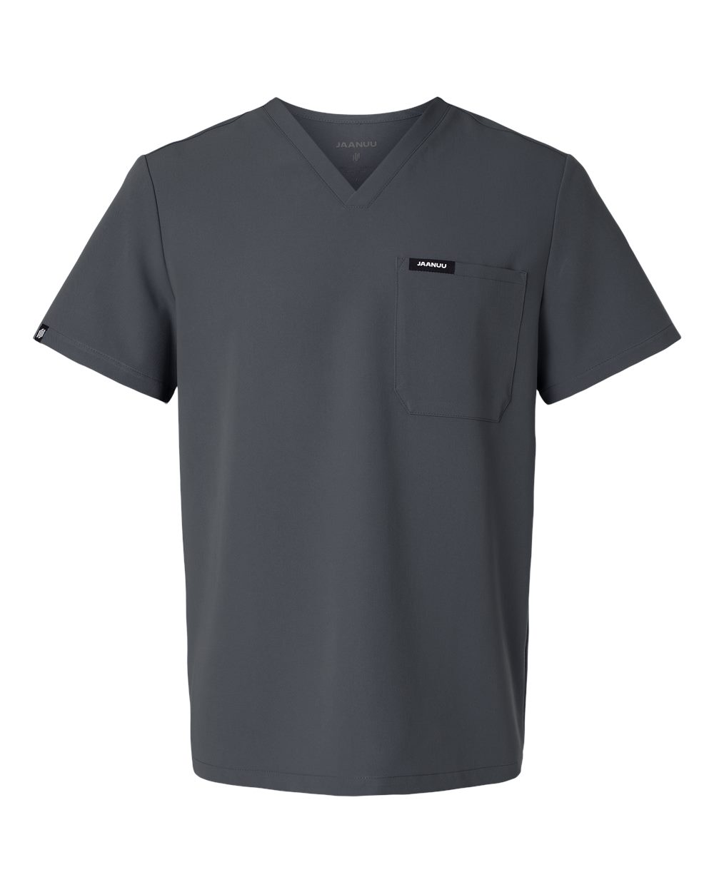 Front View of Carbon Grey Holmes Everyday 1-Pocket Scrub V-Neck Top - M10001