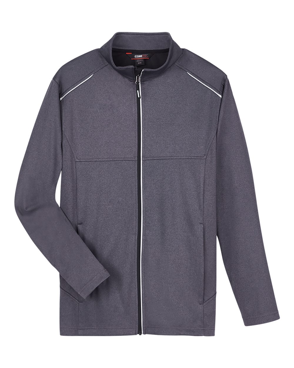 Front View of Carbon Heather Men&#39;s Techno Lite Three-Layer Knit Tech-Shell - CE708