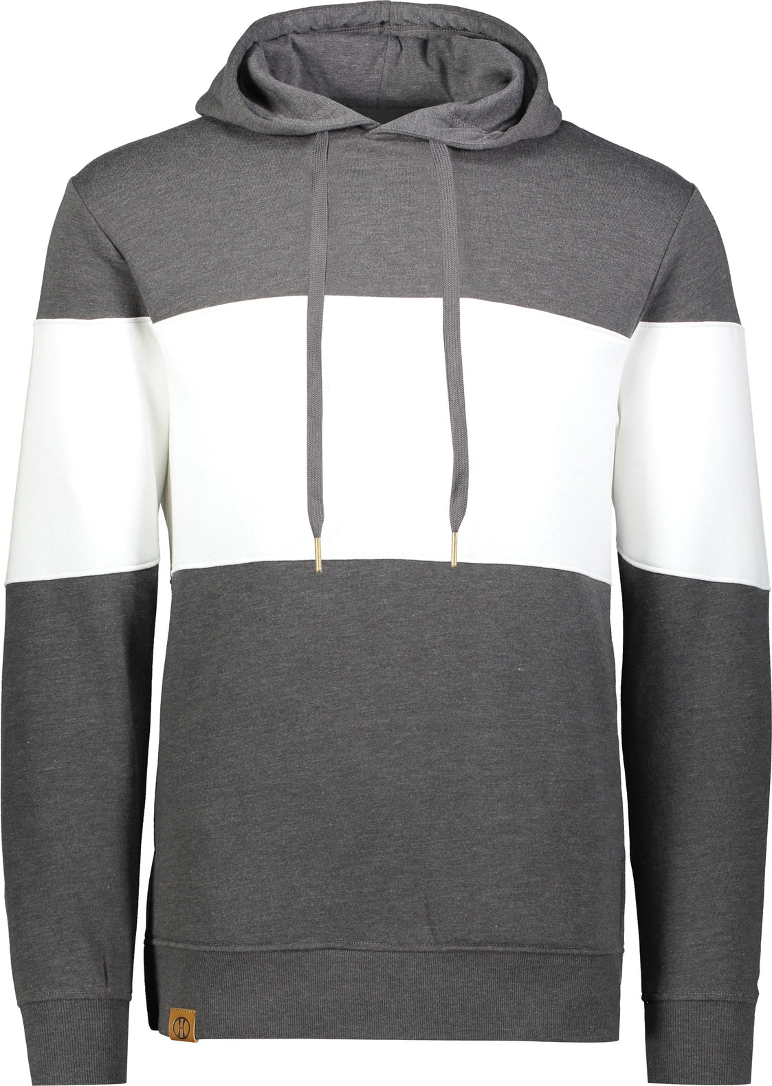 Front View of CARBON HEATHER/WHITE ALL-AMERICAN HOODIE