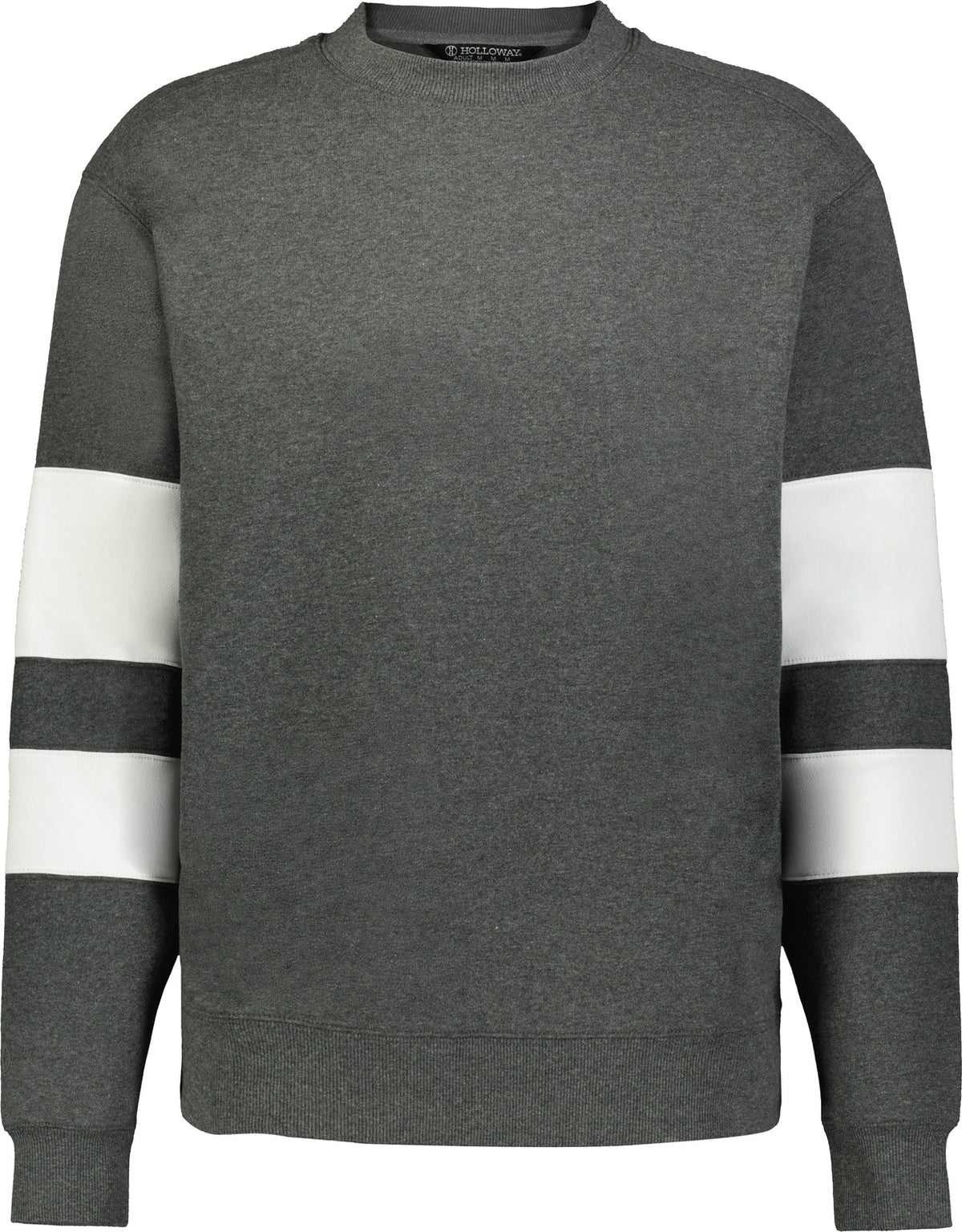 Front View of CARBON HEATHER/WHITE JACKSON WAY CREW