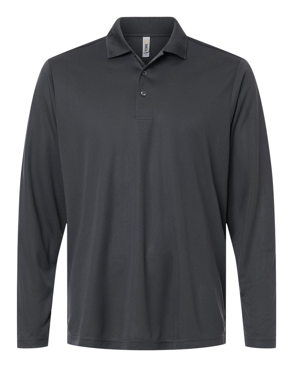 Front View of Carbon Men's Nova Performance Long Sleeve Pique Polo - CE108L plain